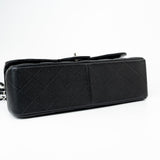 CHANEL Handbag Black Jumbo Caviar Quilted Classic Flap Silver Hardware - Redeluxe