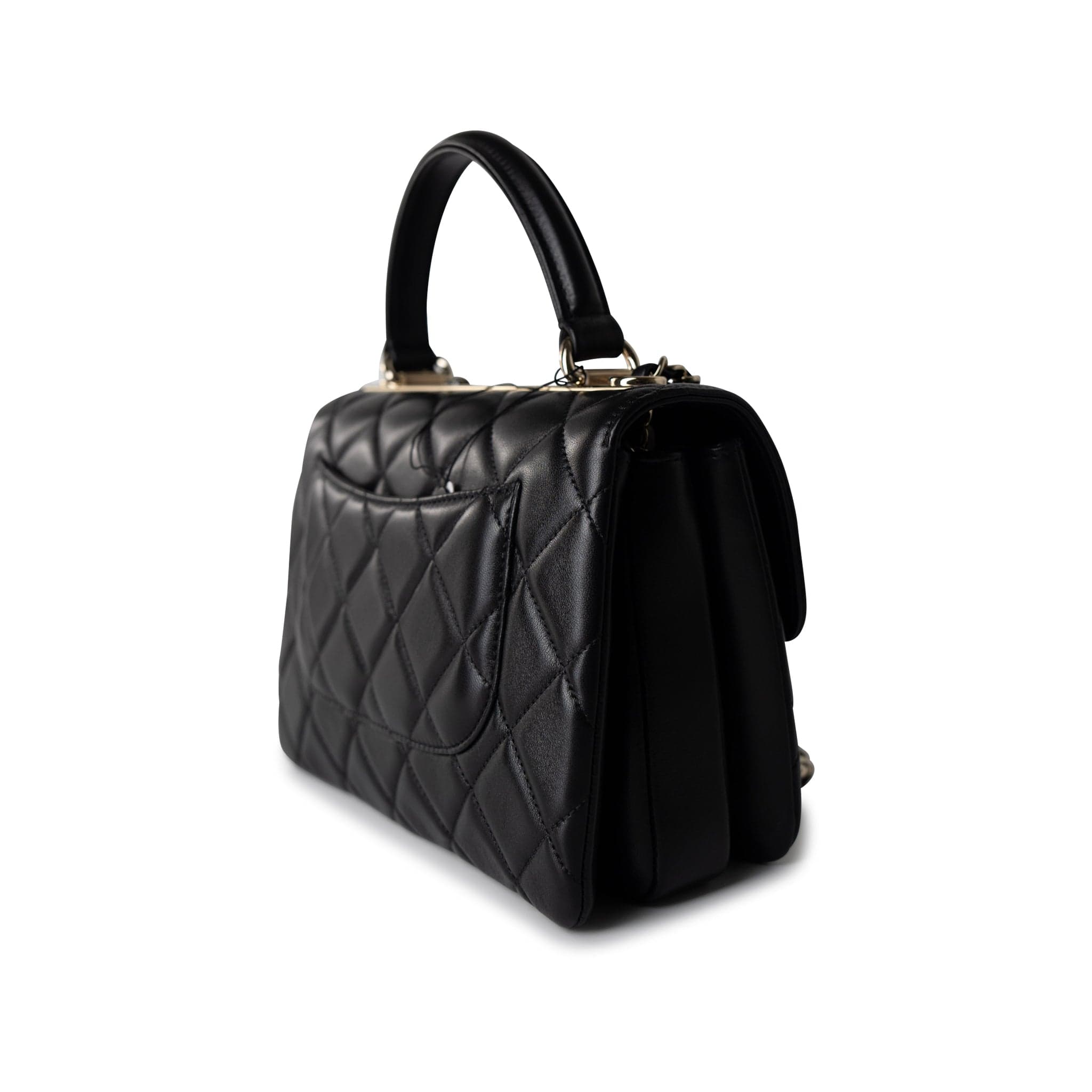 CHANEL Handbag Black / Lambskin 21S Black Lambskin Quilted Small Trendy CC Light Gold Hardware - Redeluxe