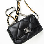 CHANEL Handbag Black Lambskin Quilted 19 Flap Small - Redeluxe