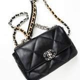 CHANEL Handbag Black Lambskin Quilted 19 Flap Small - Redeluxe
