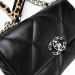 CHANEL Handbag Black Lambskin Quilted 19 Flap Small - Redeluxe