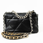 CHANEL Handbag Black Lambskin Quilted 19 Flap Small - Redeluxe