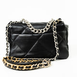 CHANEL Handbag Black Lambskin Quilted 19 Flap Small - Redeluxe