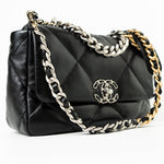 CHANEL Handbag Black Lambskin Quilted 19 Flap Small - Redeluxe
