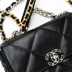 CHANEL Handbag Black Lambskin Quilted 19 Flap Small - Redeluxe