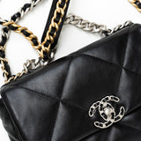 CHANEL Handbag Black Lambskin Quilted 19 Flap Small - Redeluxe