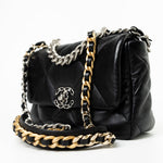 CHANEL Handbag Black Lambskin Quilted 19 Flap Small - Redeluxe
