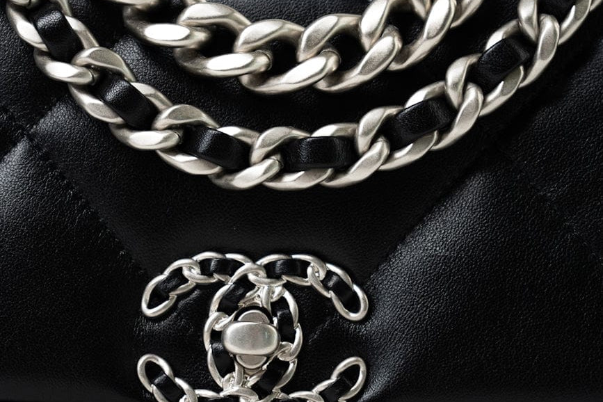 CHANEL Handbag Black Lambskin Quilted 19 Flap Small - Redeluxe