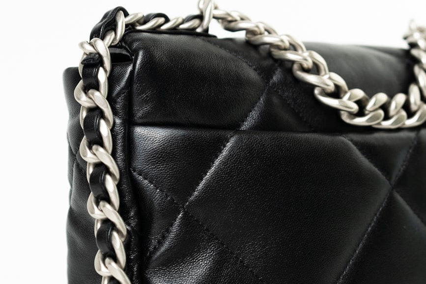 CHANEL Handbag Black Lambskin Quilted 19 Flap Small - Redeluxe