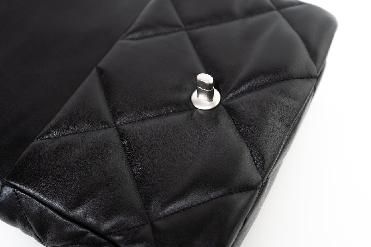 CHANEL Handbag Black Lambskin Quilted 19 Flap Small - Redeluxe