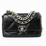 CHANEL Handbag Black Lambskin Quilted 19 Flap Small - Redeluxe