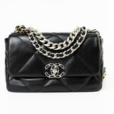 CHANEL Handbag Black Lambskin Quilted 19 Flap Small - Redeluxe