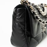 CHANEL Handbag Black Lambskin Quilted 19 Flap Small - Redeluxe