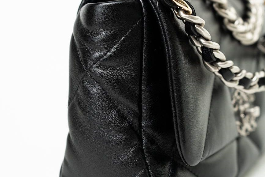 CHANEL Handbag Black Lambskin Quilted 19 Flap Small - Redeluxe