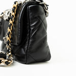 CHANEL Handbag Black Lambskin Quilted 19 Flap Small - Redeluxe
