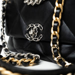 CHANEL Handbag Black Lambskin Quilted 19 Flap Small - Redeluxe