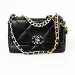 CHANEL Handbag Black Lambskin Quilted 19 Flap Small - Redeluxe