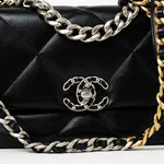 CHANEL Handbag Black Lambskin Quilted 19 Flap Small - Redeluxe