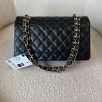 CHANEL Handbag Black Lambskin Quilted Classic Flap Medium GHW - Redeluxe
