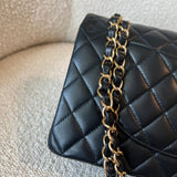 CHANEL Handbag Black Lambskin Quilted Classic Flap Medium GHW - Redeluxe