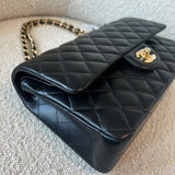 CHANEL Handbag Black Lambskin Quilted Classic Flap Medium GHW - Redeluxe