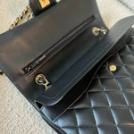 CHANEL Handbag Black Lambskin Quilted Classic Flap Medium GHW - Redeluxe