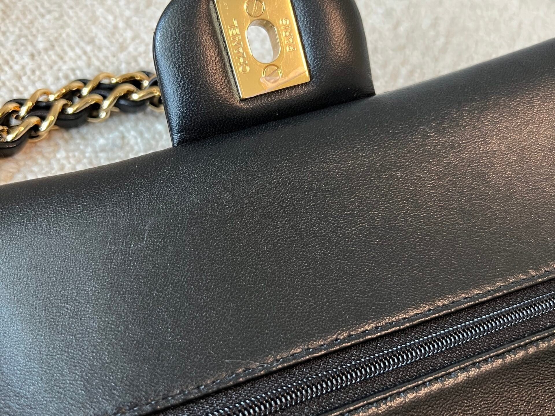 CHANEL Handbag Black Lambskin Quilted Classic Flap Medium GHW - Redeluxe