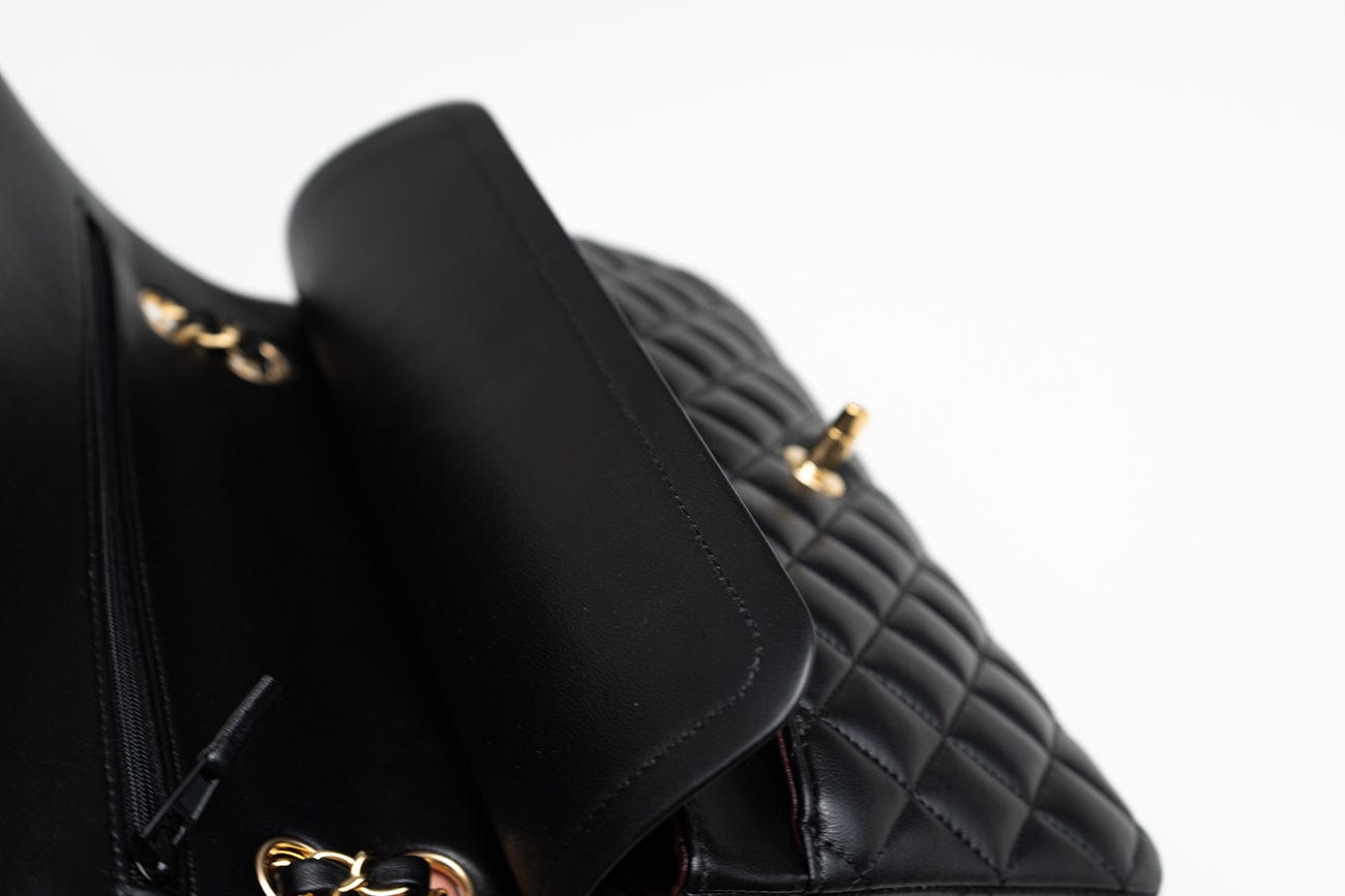CHANEL Handbag Black Lambskin Quilted Classic Flap Medium GHW - Redeluxe