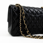 CHANEL Handbag Black Lambskin Quilted Classic Flap Medium GHW - Redeluxe