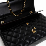 CHANEL Handbag Black Lambskin Quilted Classic Flap Medium GHW - Redeluxe