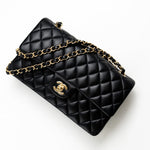 CHANEL Handbag Black Lambskin Quilted Classic Flap Medium GHW - Redeluxe