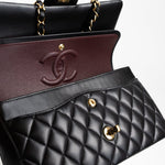CHANEL Handbag Black Lambskin Quilted Classic Flap Medium GHW - Redeluxe