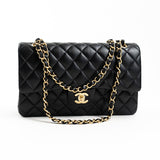 CHANEL Handbag Black Lambskin Quilted Classic Flap Medium GHW - Redeluxe
