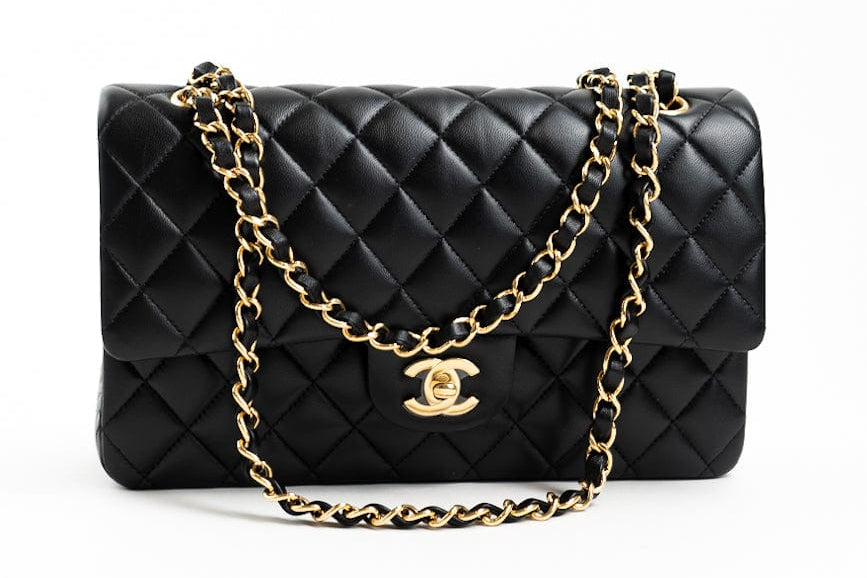 CHANEL Handbag Black Lambskin Quilted Classic Flap Medium GHW - Redeluxe