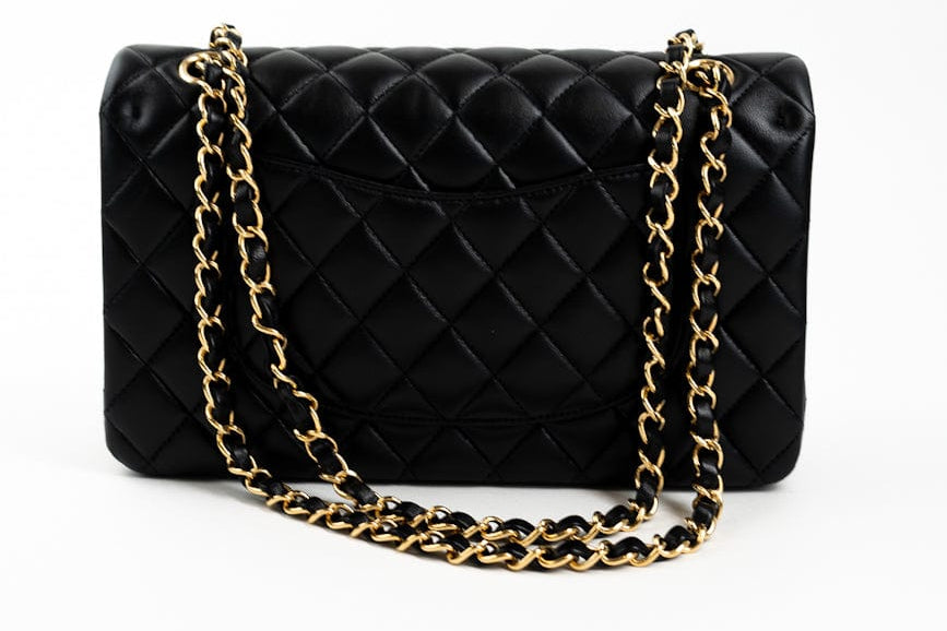 CHANEL Handbag Black Lambskin Quilted Classic Flap Medium GHW - Redeluxe