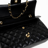 CHANEL Handbag Black Lambskin Quilted Classic Flap Medium GHW - Redeluxe