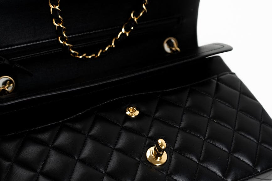 CHANEL Handbag Black Lambskin Quilted Classic Flap Medium GHW - Redeluxe