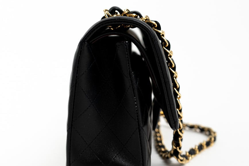 CHANEL Handbag Black Lambskin Quilted Classic Flap Medium GHW - Redeluxe