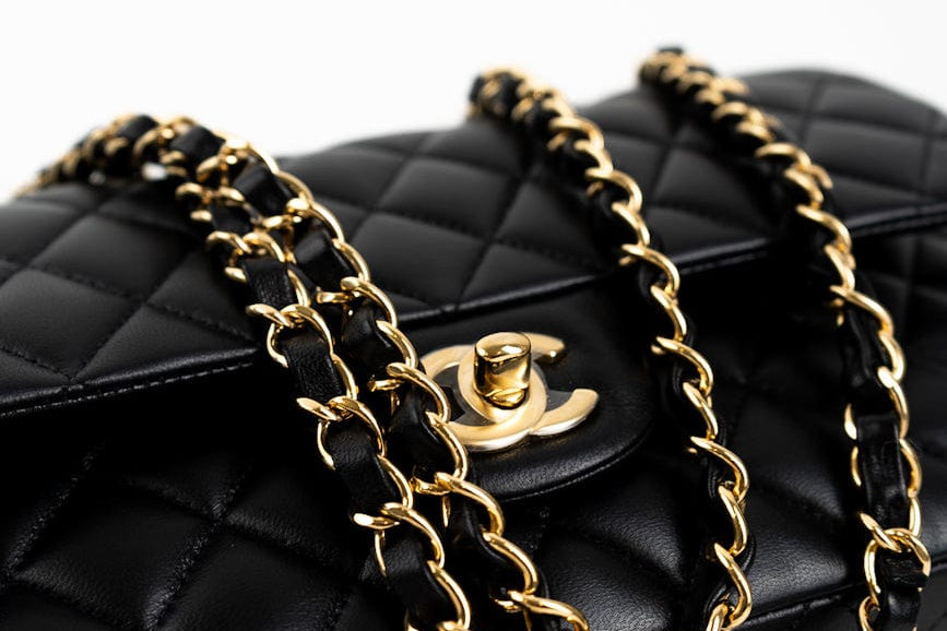 CHANEL Handbag Black Lambskin Quilted Classic Flap Medium GHW - Redeluxe