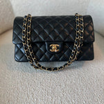 CHANEL Handbag Black Lambskin Quilted Classic Flap Medium GHW - Redeluxe