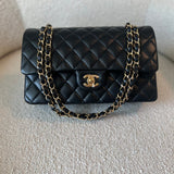 CHANEL Handbag Black Lambskin Quilted Classic Flap Medium GHW - Redeluxe
