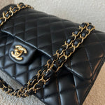 CHANEL Handbag Black Lambskin Quilted Classic Flap Medium GHW - Redeluxe