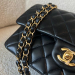 CHANEL Handbag Black Lambskin Quilted Classic Flap Medium GHW - Redeluxe