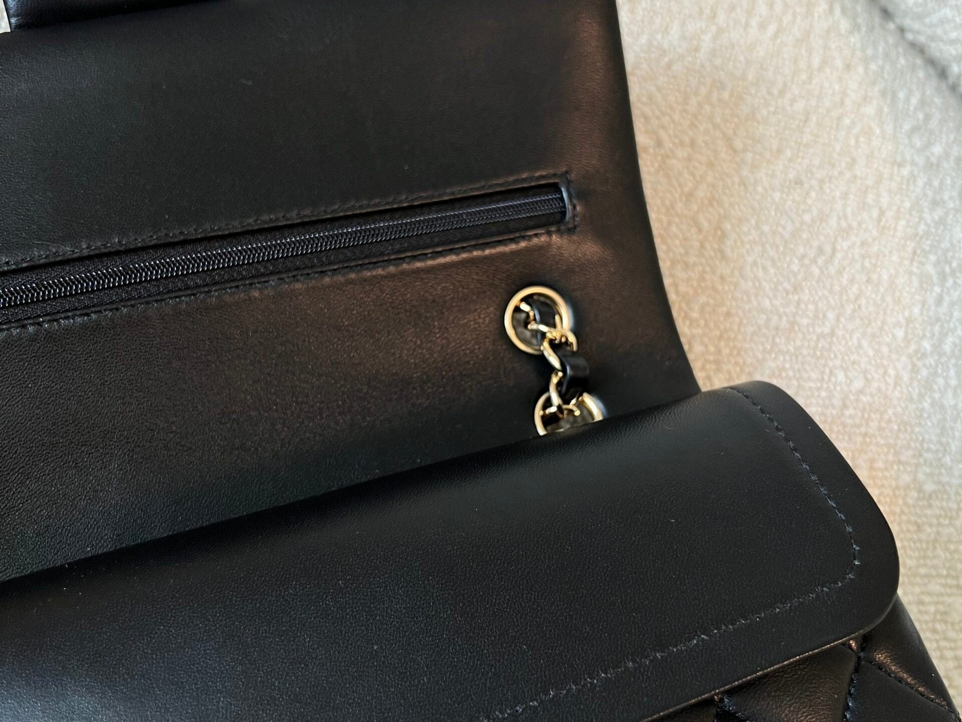 CHANEL Handbag Black Lambskin Quilted Classic Flap Medium GHW - Redeluxe