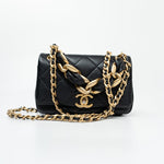 CHANEL Handbag Black Lambskin Quilted Entwined Single Flap Mini Aged Hardware - Redeluxe