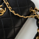 CHANEL Handbag Black Lambskin Quilted Entwined Single Flap Mini Aged Hardware - Redeluxe
