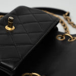 CHANEL Handbag Black Lambskin Quilted Entwined Single Flap Mini Aged Hardware - Redeluxe