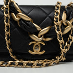 CHANEL Handbag Black Lambskin Quilted Entwined Single Flap Mini Aged Hardware - Redeluxe
