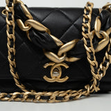 CHANEL Handbag Black Lambskin Quilted Entwined Single Flap Mini Aged Hardware - Redeluxe