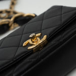 CHANEL Handbag Black Lambskin Quilted Entwined Single Flap Mini Aged Hardware - Redeluxe